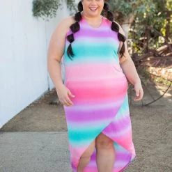 Boutique Simplified Summer Sunset Tulip Maxi Dress