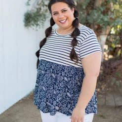 Boutique Simplified Nautical Paisley Babydoll Top New Arrivals