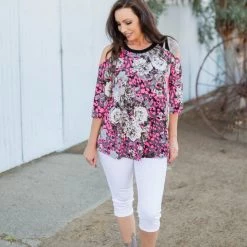 Boutique Simplified Make Yourself Happy 3/4 Sleeve Top