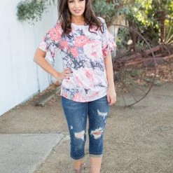 Boutique Simplified Coral Euphoria Ruffle Sleeve Top New Arrivals