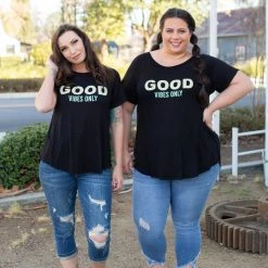 Boutique Simplified Good Vibes Short Sleeve Top