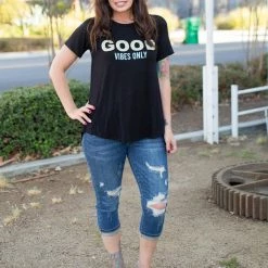 Boutique Simplified Good Vibes Short Sleeve Top