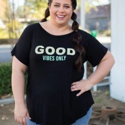 Boutique Simplified Good Vibes Short Sleeve Top