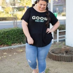 Boutique Simplified Good Vibes Short Sleeve Top