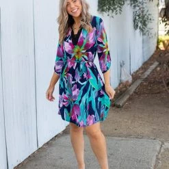 Boutique Simplified Exoticly Sophisticated 3/4 Sleeve Dress New Arrivals