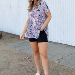 Boutique Simplified Mystery Awaits Short Sleeve Top