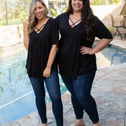 Boutique Simplified Crossroads Babydoll In Black New Arrivals