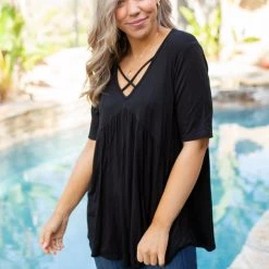 Boutique Simplified Crossroads Babydoll In Black New Arrivals