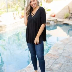 Boutique Simplified Crossroads Babydoll In Black New Arrivals