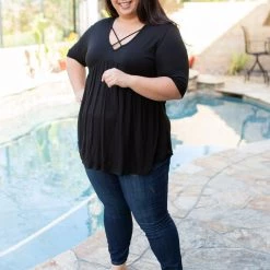 Boutique Simplified Crossroads Babydoll In Black New Arrivals