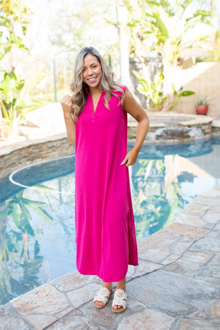 Boutique Simplified New Arrivals Sleeveless Fuchsia Gabby Dress 8 Boutique Simplified New Arrivals Sleeveless Fuchsia Gabby Dress