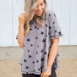 Boutique Simplified Starry Night Short Sleeve Top New Arrivals 17 Boutique Simplified Starry Night Short Sleeve Top New Arrivals
