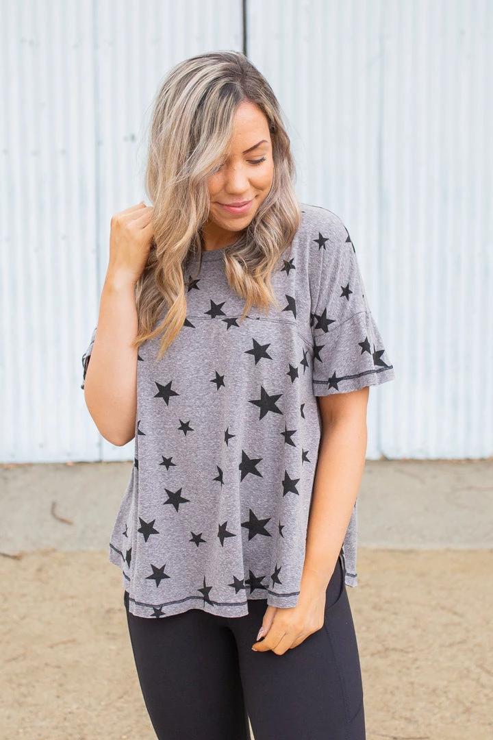 Boutique Simplified Starry Night Short Sleeve Top New Arrivals 8 Boutique Simplified Starry Night Short Sleeve Top New Arrivals
