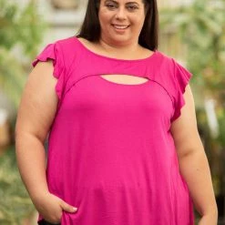 Boutique Simplified Peek A Boo Flutter Sleeve New Arrivals