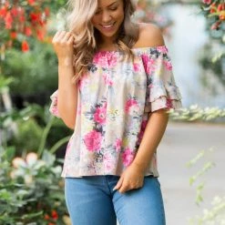 Boutique Simplified New Arrivals Summer Blooms Ruffle Sleeve Top