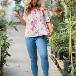 Boutique Simplified New Arrivals Summer Blooms Ruffle Sleeve Top