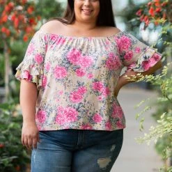 Boutique Simplified New Arrivals Summer Blooms Ruffle Sleeve Top