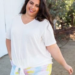 Boutique Simplified Spirited Front Tie Top In White New Arrivals