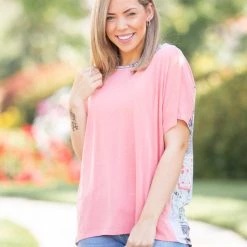 Boutique Simplified Patchwork Paisley Short Sleeve Dolman New Arrivals