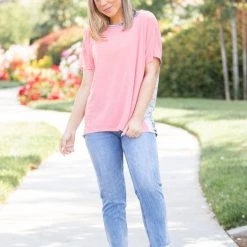 Boutique Simplified Patchwork Paisley Short Sleeve Dolman New Arrivals