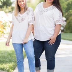 Boutique Simplified New Arrivals Paisley Latte Short Sleeve Top