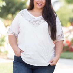 Boutique Simplified New Arrivals Paisley Latte Short Sleeve Top