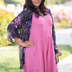 Boutique Simplified Midnight Floral Kimono