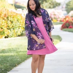 Boutique Simplified Midnight Floral Kimono