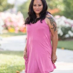 Boutique Simplified Heart & Soul Tank Tunic In Mauve New Arrivals