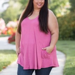 Boutique Simplified Heart & Soul Tank Tunic In Mauve New Arrivals