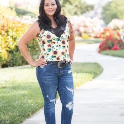 Boutique Simplified New Arrivals Be Happy Lace Trim Tank