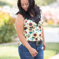 Boutique Simplified New Arrivals Be Happy Lace Trim Tank