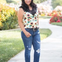 Boutique Simplified New Arrivals Be Happy Lace Trim Tank