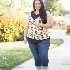 Boutique Simplified New Arrivals Be Happy Lace Trim Tank