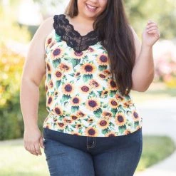 Boutique Simplified New Arrivals Be Happy Lace Trim Tank