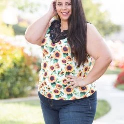 Boutique Simplified New Arrivals Be Happy Lace Trim Tank