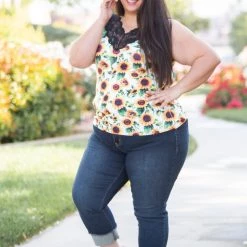 Boutique Simplified New Arrivals Be Happy Lace Trim Tank