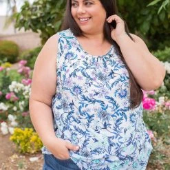 Boutique Simplified New Arrivals Ombre Floral Sleeveless Top