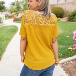 Boutique Simplified Spirited Front Tie Top In Mustard New Arrivals