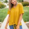 Boutique Simplified Spirited Front Tie Top In Mustard New Arrivals