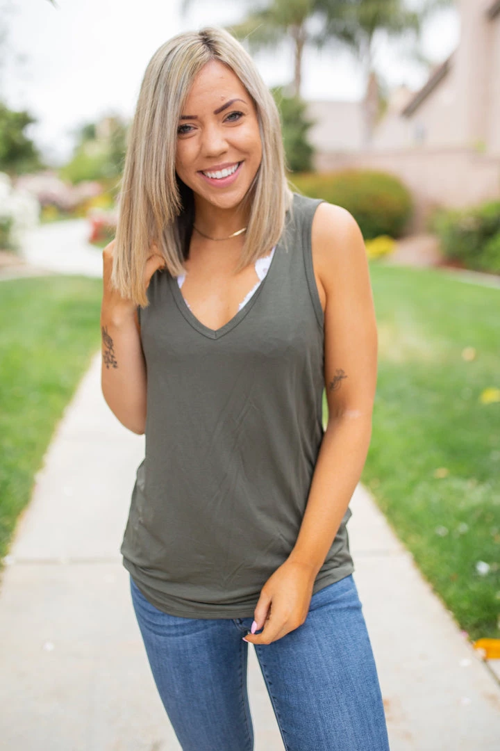 Boutique Simplified Oh Say Can You See Olive Sleeveless Top New Arrivals 4 Boutique Simplified Oh Say Can You See Olive Sleeveless Top New Arrivals