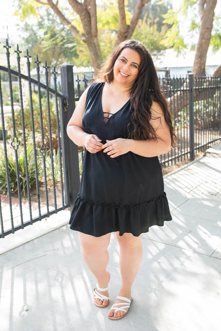 Boutique Simplified Summer Noir Ruffled Dress 8 Boutique Simplified Summer Noir Ruffled Dress