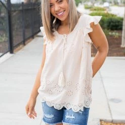 Boutique Simplified Summer Days Eyelet Top New Arrivals
