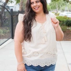 Boutique Simplified Summer Days Eyelet Top New Arrivals