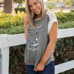 Boutique Simplified Vintage Free Spirit Short Sleeve Top