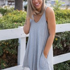 Boutique Simplified New Arrivals Heart & Soul Tank Tunic In Heather Grey