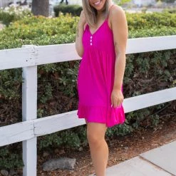 Boutique Simplified Krista Tunic Dress In Fuchsia