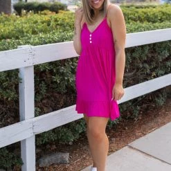 Boutique Simplified Krista Tunic Dress In Fuchsia
