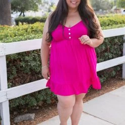 Boutique Simplified Krista Tunic Dress In Fuchsia