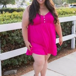 Boutique Simplified Krista Tunic Dress In Fuchsia